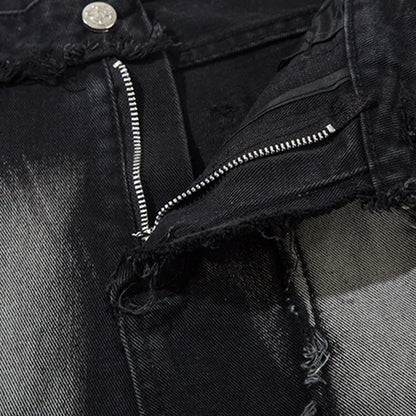 Men Baggy Jeans Spliced Washed Raw Edge Design Denim Pants Y2K Fashion Harajuku Goth Streetwear Wide Leg Trousers Unisex Street King Limited
