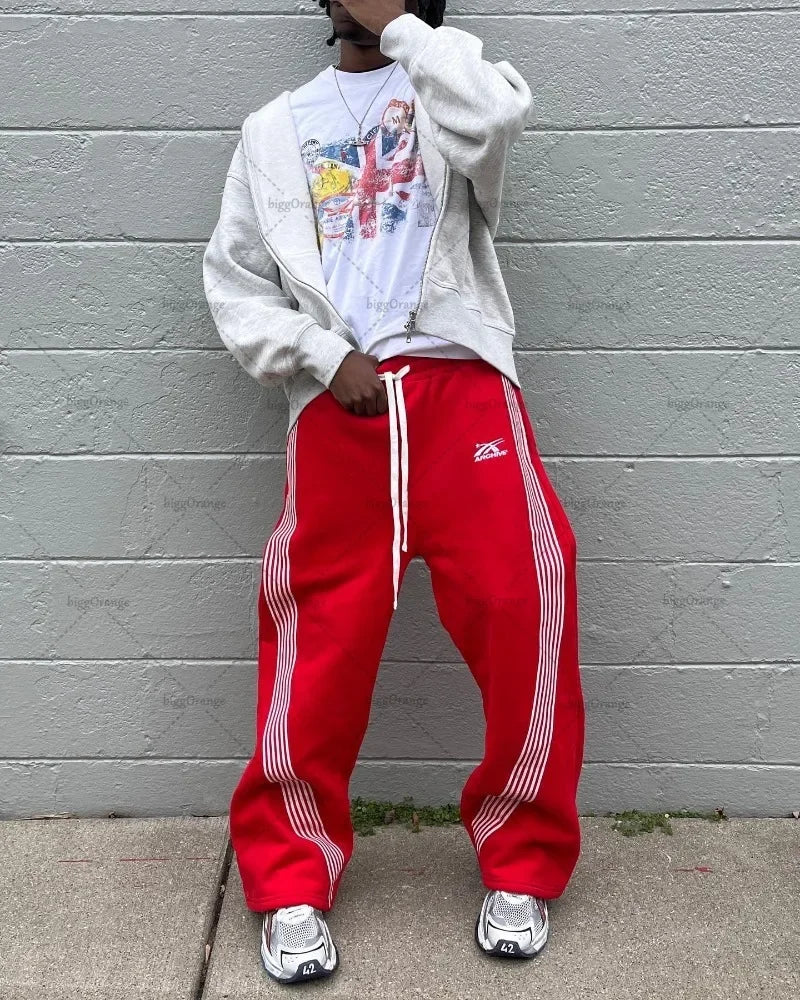 2024Colorful Street Hip-Hop SweatpantsY2KHarajuku Retro Wide Leg Pants Men American Oversized Fashion Loose and Versatile Casual Street King Limited