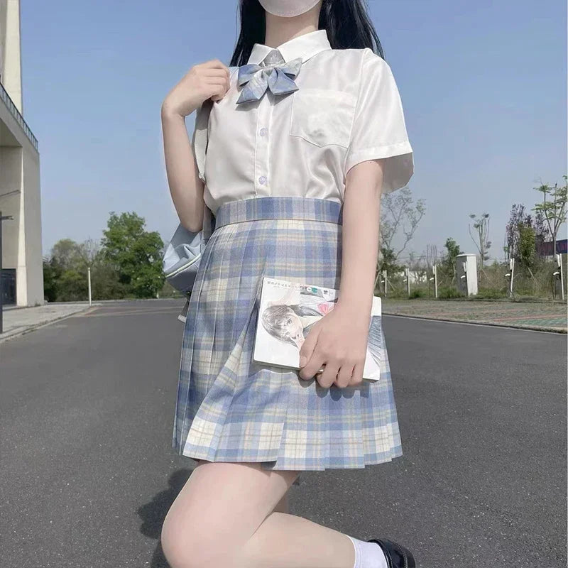 Jk Uniforms Gyaru School Uniform for Girl Student Pleated Skirt Uniform Set Women Short Sleeve Bow Tie Seifuku Japanese Style Street King Limited
