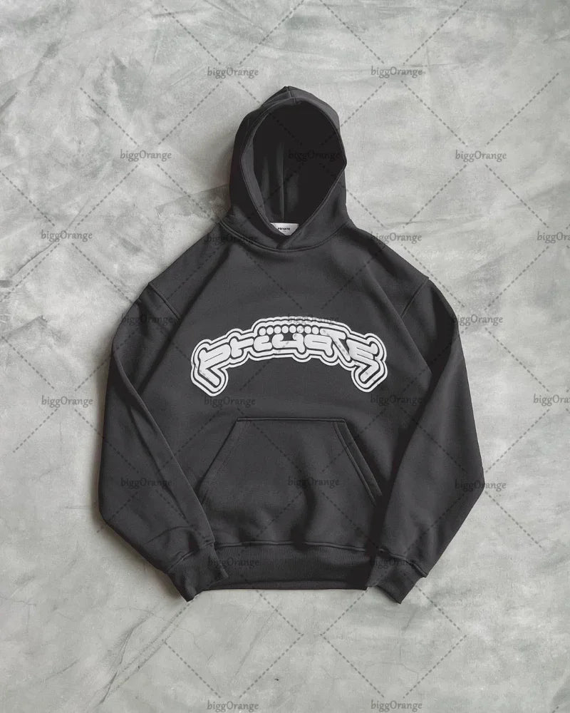 Solid color letter printing oversized pullover men's Y2K street hip-hop Harajuku loose all-match sweater top couple models Street King Limited