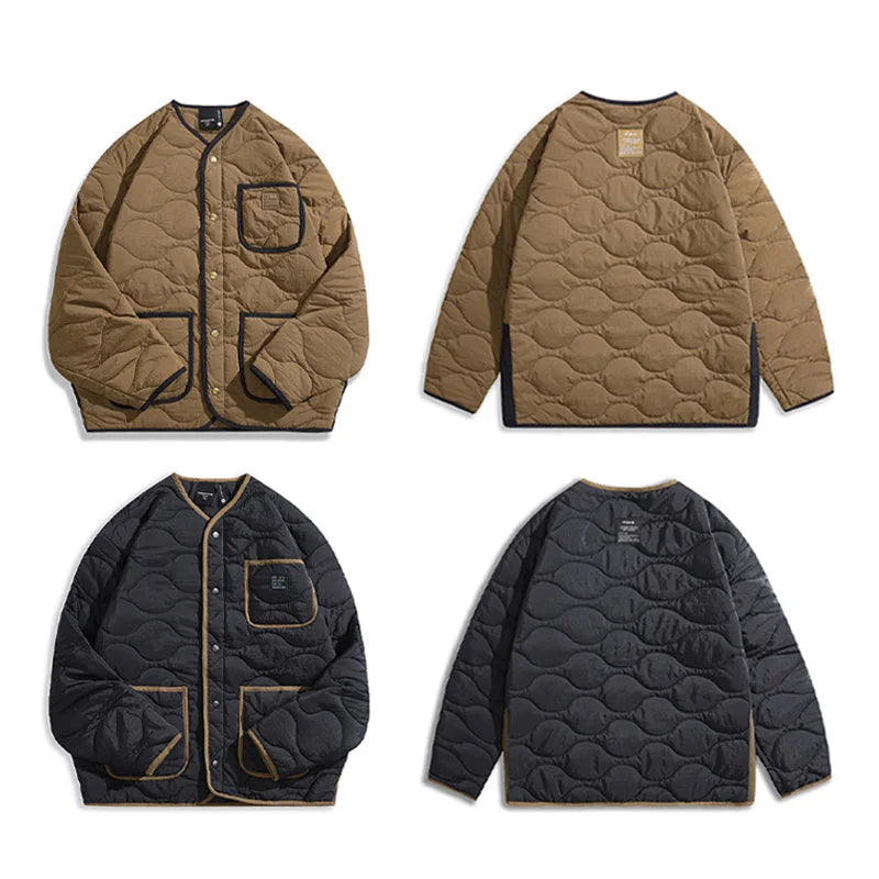 autumn winter quilted jacket men thick plaid blazer jacket commuter man business streetwear fashion suit coat outerwear minimalist street pants