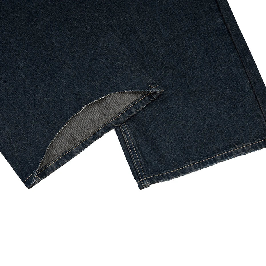 men vintage blue jeans luxury designer patchwork baggy denim pants loose straight jeans trousers denim street jeans