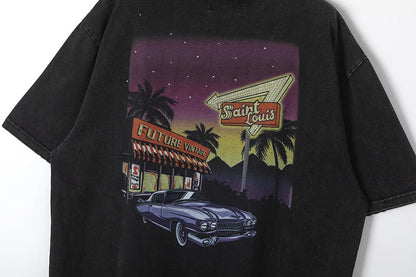 2024ss Saint Louis T-shirts Men Woman Good Quality Cotton Loose Wash White Nightmare Debris Printing Top Tees Street King Limited