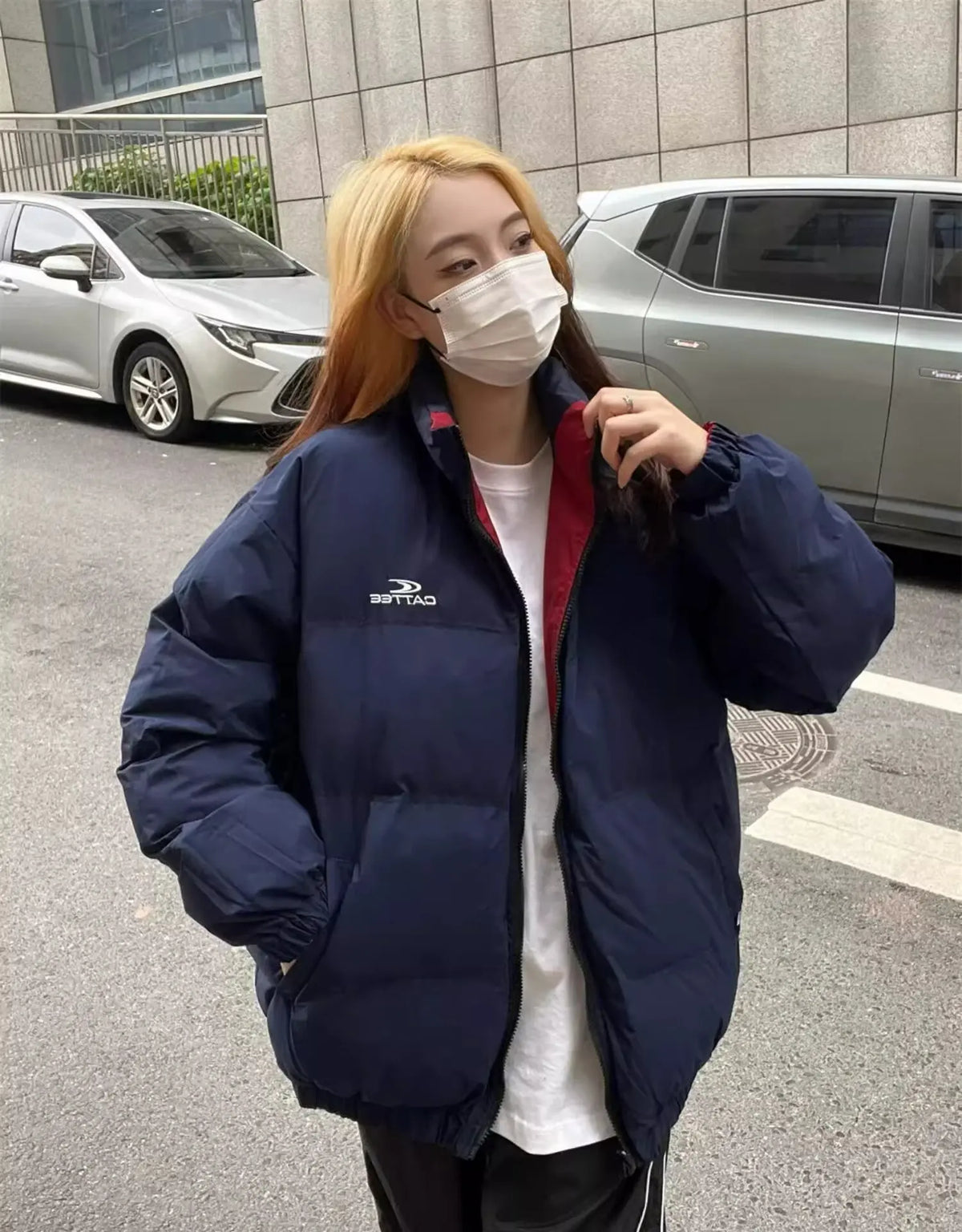 Winter Double Sided Parkas Women Men Thick Warm Patchwork Cotton Padded Coat High Street Loose College Stand Collar Outwear New Street King Limited
