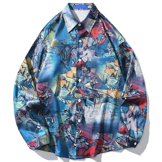 "Comical" Unisex Men Women Button Streetwear Shirt Daulet Apparel