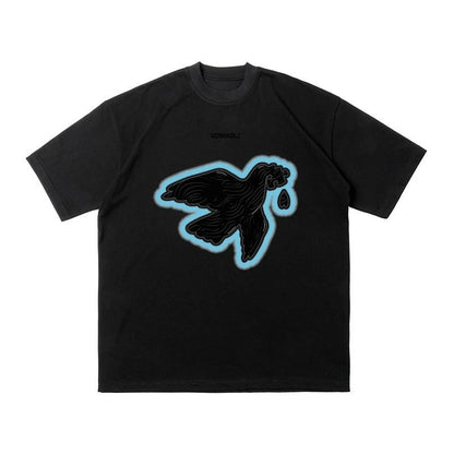 Trendy Korean Short-sleeved T-shirt for Men, Retro Street Y2K Summer Print Design, Loose Couple Round Neck Half-sleeved Top Street King Limited