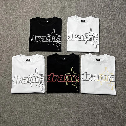 2024ss Drama Call T-shirt Men Women 1:1 High Quality Stars Letter Print Fashion Street Lovers Casual Tops Tee Street King Limited