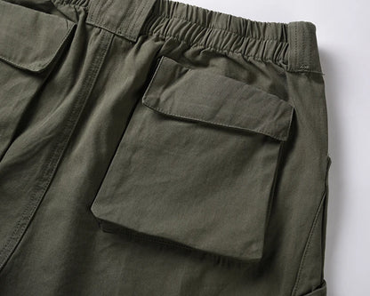 Harajuku Multi-pockets Straight Flare Pants Mens High Street Elastic Waist Solid Loose Casual Cargo Pants Hip Hop Baggy Trousers Street King Limited
