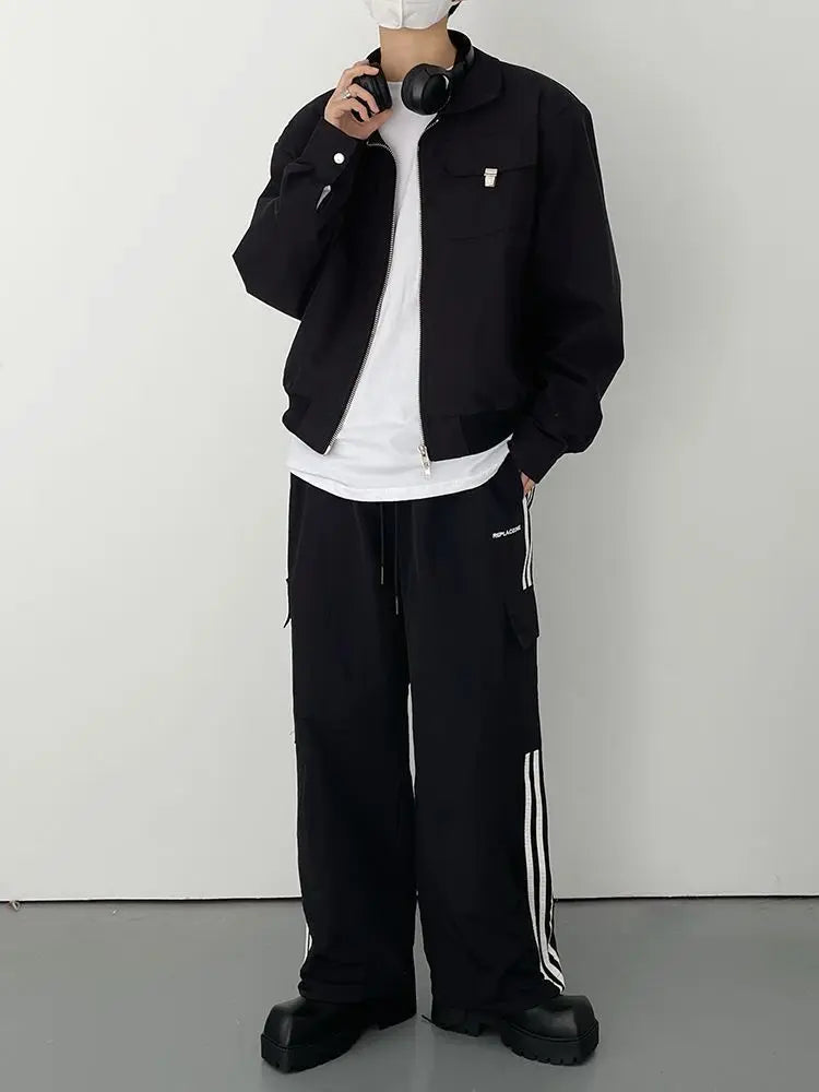 Autumn and Winter Korean Style Season Fashionable Retro Airplane Jacket Men's Loose Street Y2K Niche Shoulder Pad Lapel Jacket Street King Limited