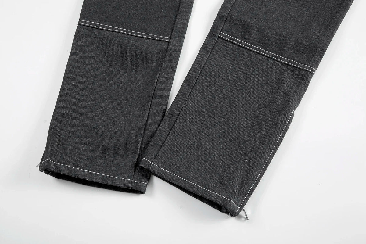 retro ankle zipper original casual logging pants mens straight streetwear baggy loose jeans cargos oversized denim trousers unique cargo style 2158