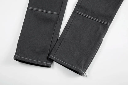retro ankle zipper original casual logging pants mens straight streetwear baggy loose jeans cargos oversized denim trousers unique cargo style 2158
