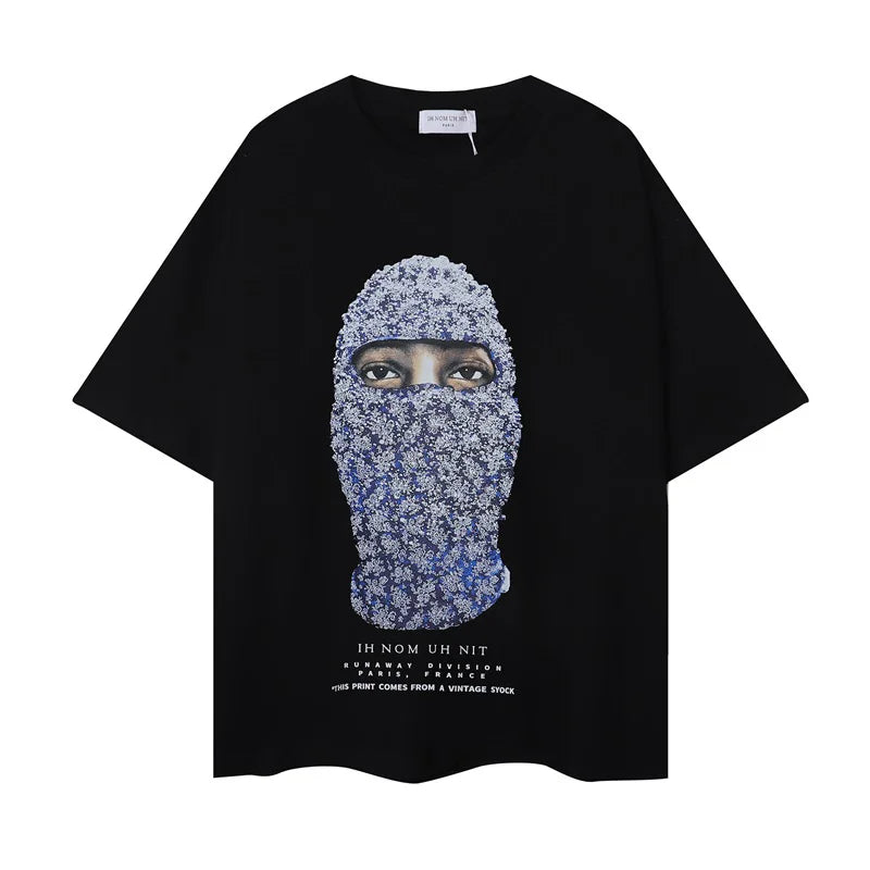 2024ss New IH NOM UH NIT T-shirt Masked Gold Necklace Printing Men Woman Good Quality Chaopai Top Tees Street King Limited