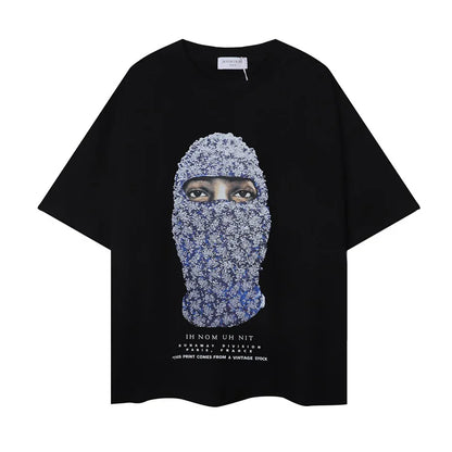 2024ss New IH NOM UH NIT T-shirt Masked Gold Necklace Printing Men Woman Good Quality Chaopai Top Tees Street King Limited