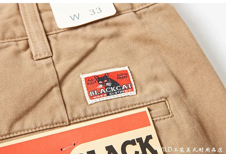 autumn winter heavyweight pure cotton thick american retro workwear khaki pants business casual mens basic solid color pants unique default style 1060