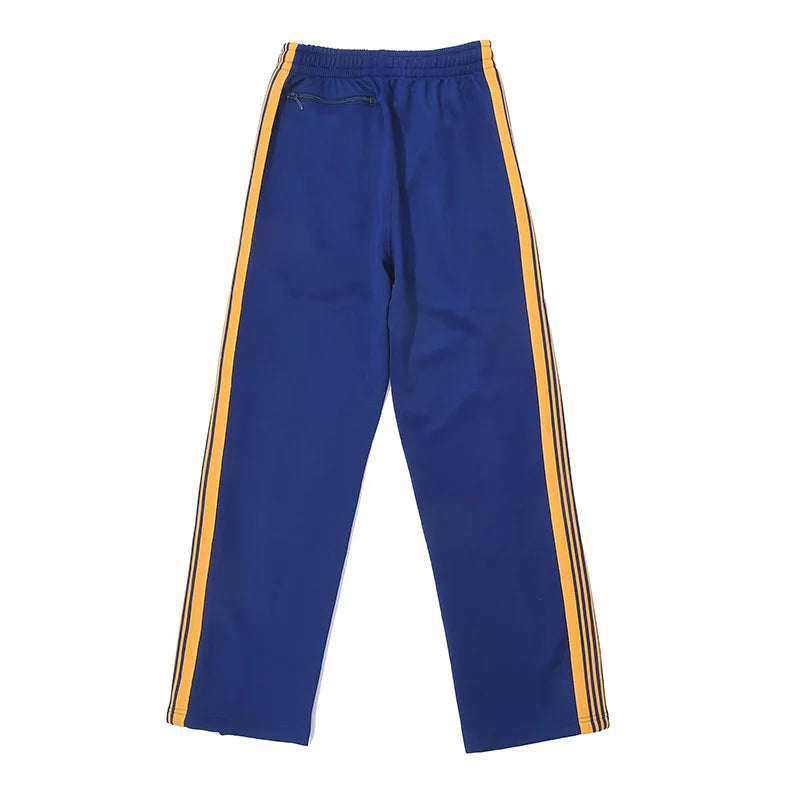 blue pattern embroidery casual motion pants men woman fashion street side edge weaving straight cylinder trousers minimalist street pants