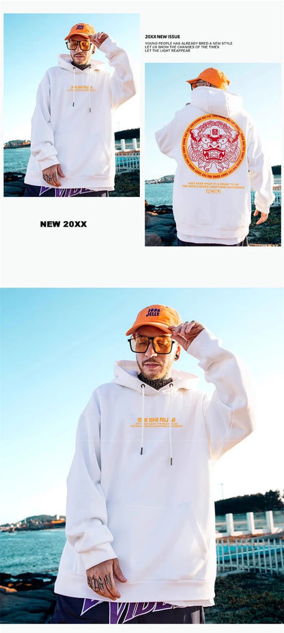 Autumn Dancing Lion Print Hooded Sweatshirts Hombre Hip Hop Fleece Streetwear Hoodies New Oversized Y2K Vintage Fashion Hoody Street King Limited