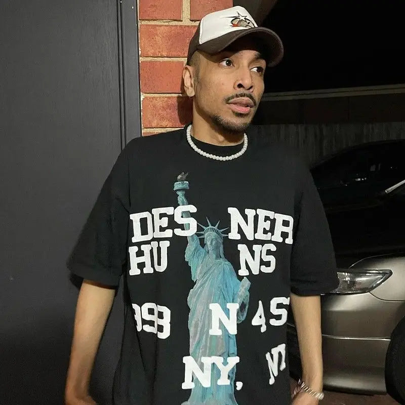 American street style hip hop printed T shirt men and women fashion retro niche loose and simple Y2K loose oversized T shirt Street King Limited