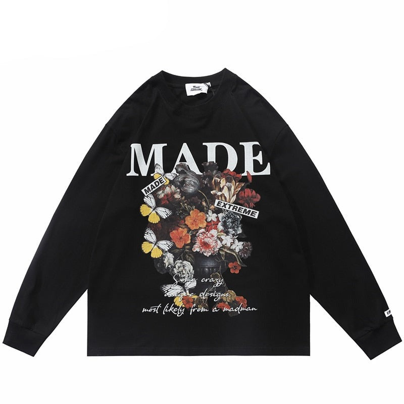 "Floral Basket" Unisex Men Women Streetwear Graphic Sweatshirt Daulet Apparel