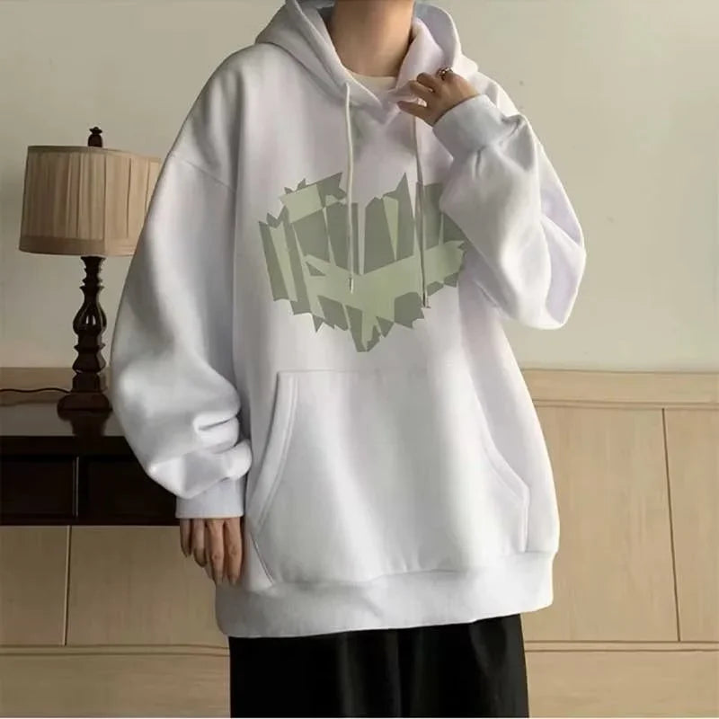Autumn New Love Graphic Print Hoody Sweatshirts Man Hip Hop Oversized Streetwear Pullover Hoodies Y2K Vintage Casual Clothes Street King Limited