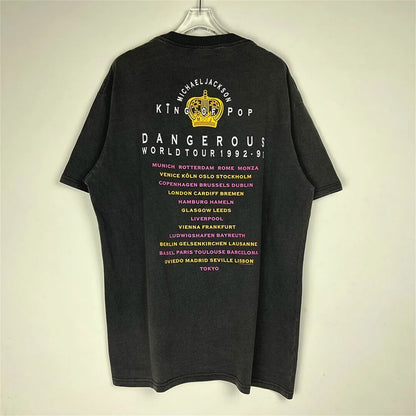 Vintage Retro Style Old School MJ's Eye Printing High-Street T-Shirt Tops Street King Limited