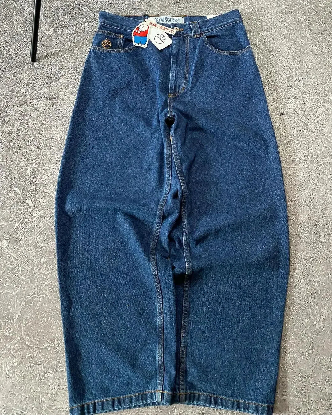 hip hop streetwear big boy jeans y2k embroidery pattern retro blue baggy jeans pants men women fashion pants clothing unique jeans style 1351