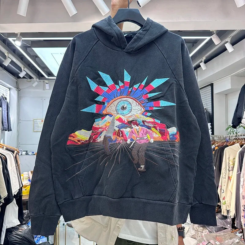 Autumn and winter 2024 new all-seeing eye embroidered hoodie Street King Limited