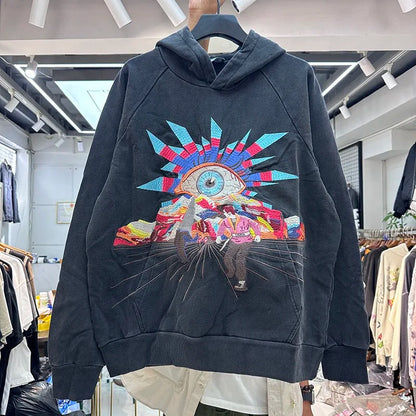 Autumn and winter 2024 new all-seeing eye embroidered hoodie Street King Limited