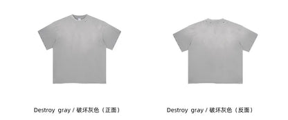 2024 Spring Summer New in Tops Tees Trendy Spray Dye Cut Damaged Washed Y2k Clothes Men's Short Sleeved T-shirt Oversized Street King Limited