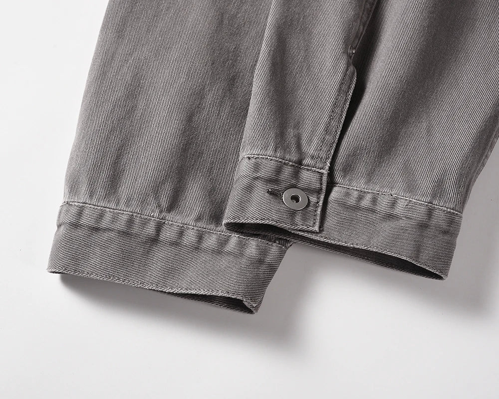 2023 autumn and winter solid color washed gray jeans jackets for men harajuku cleanfit baggy y2k denim coat oversized loose tops unique jeans style 48