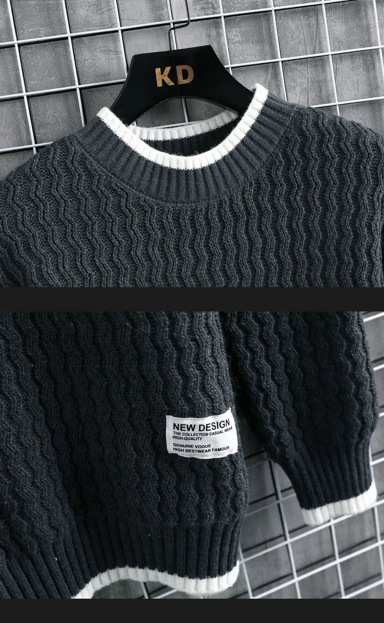 Stripe Sweaters Men Winter Korean Style Mens Warm Sweater Men Fashion Sweaters Splicing Color Patterns Men's Wool Pullovers Male Street King Limited