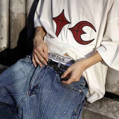 High Street Thug Club New Patchwork Embroidered Short Sleeved Casual Loose And Versatile Korean Street Solid Color T-shirt VTG Street King Limited