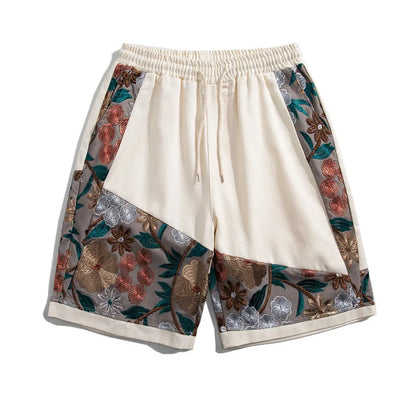 Summer Embroidery Shorts Men Fashion Casual Flower Shorts Mens Japanese Streetwear Loose Hip-hop Straight Shorts Men Plus Size Street King Limited