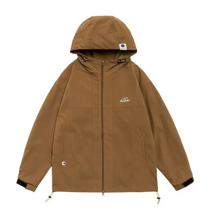outdoor sports charging jacket mens 2024 spring japanese casual waterproof hooded trench coat multi pocket hiking windbreaker unique default style 2441