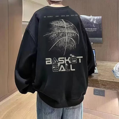 Funny Cartoon Basketball Graphic Pullovers Fleece Sweatshirts Hombre Letter Printed Crewneck Hoodie Y2K Streetwear Clothing Street King Limited