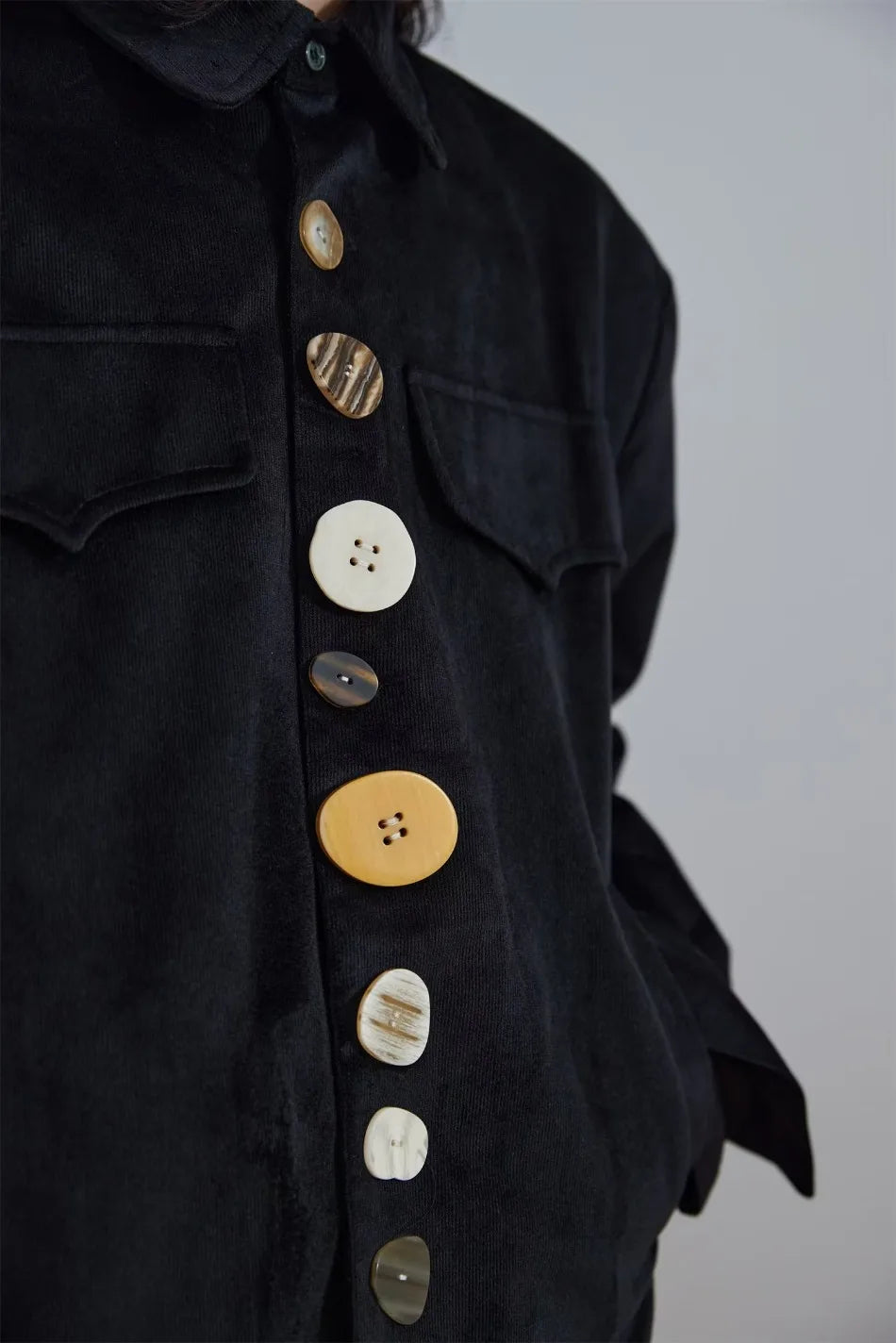 2024 new harajuku mens jacket multi button irregular black fashionable coats multiple pockets loose couple trend outwear y2k unique default style 3594
