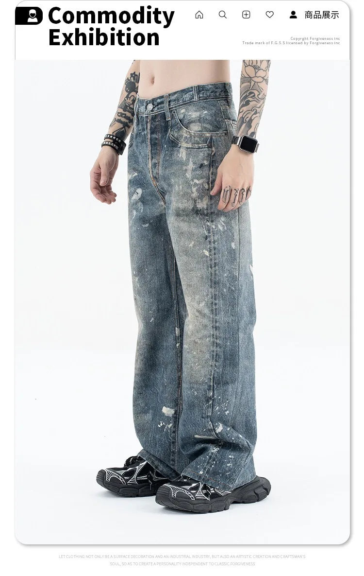 Graffiti splash ink paint baggy jeans Street King Limited