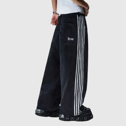 harajuku y2k baggy jeans high quality embroidered striped sweatpants baggy jeans women streetwear casual wide leg denim pants unique joggers style 3748