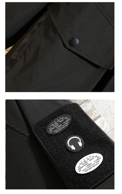 men jacket fashion 2024 army green punch jackets oversized hooded jacket collage zip design patch outdoor coat unique default style 6094