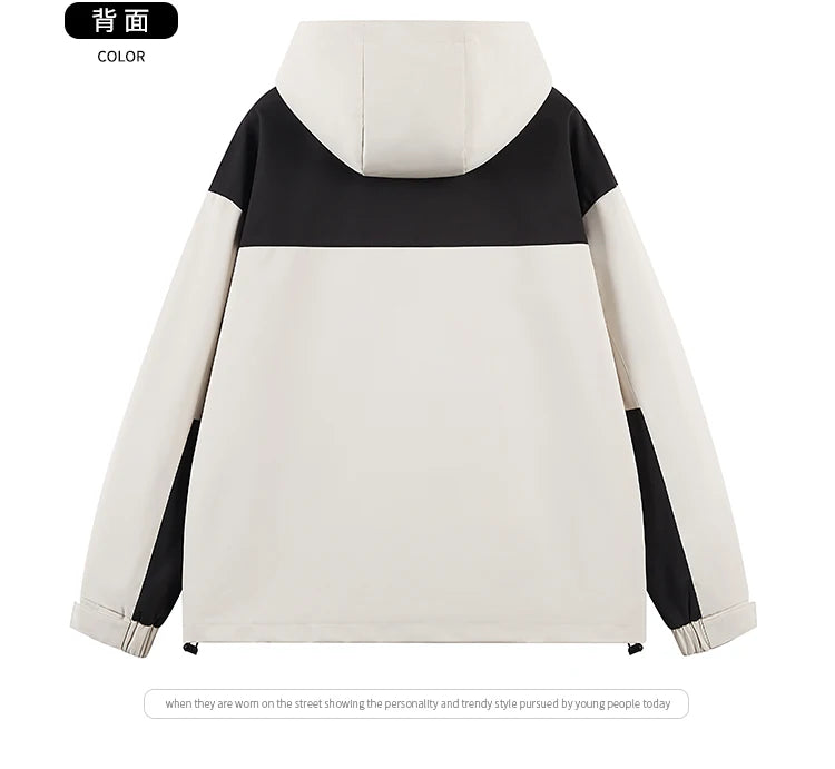 autumn new punching jacket waterproof outdoor wear man fashion splicing colour collision leisure jacket basic unisex coats unique default style 5663