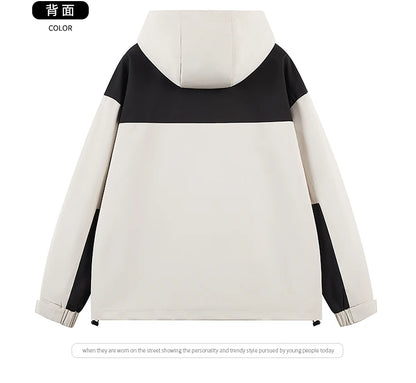 autumn new punching jacket waterproof outdoor wear man fashion splicing colour collision leisure jacket basic unisex coats unique default style 5663