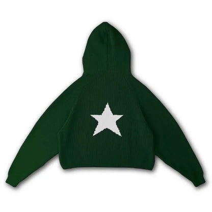 Traf-2024 Women's Sweater zssiibo Official Website Autumn and Winter New Y2K Five Star Pattern Hoodie Women's Wear Street King Limited