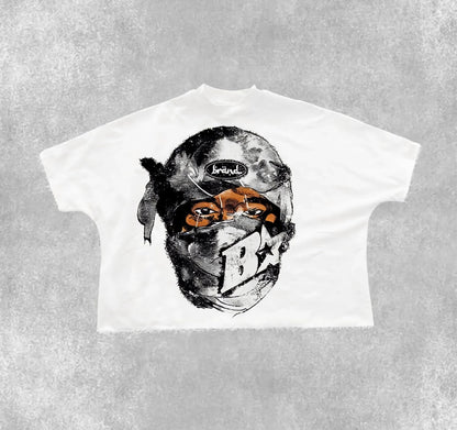 2000s Casual Mysterious Ninja Avatar Pattern Printed Gothic Loose Cotton Short Sleeves Hip Hop Y2K Top Men's and Women's tees Street King Limited
