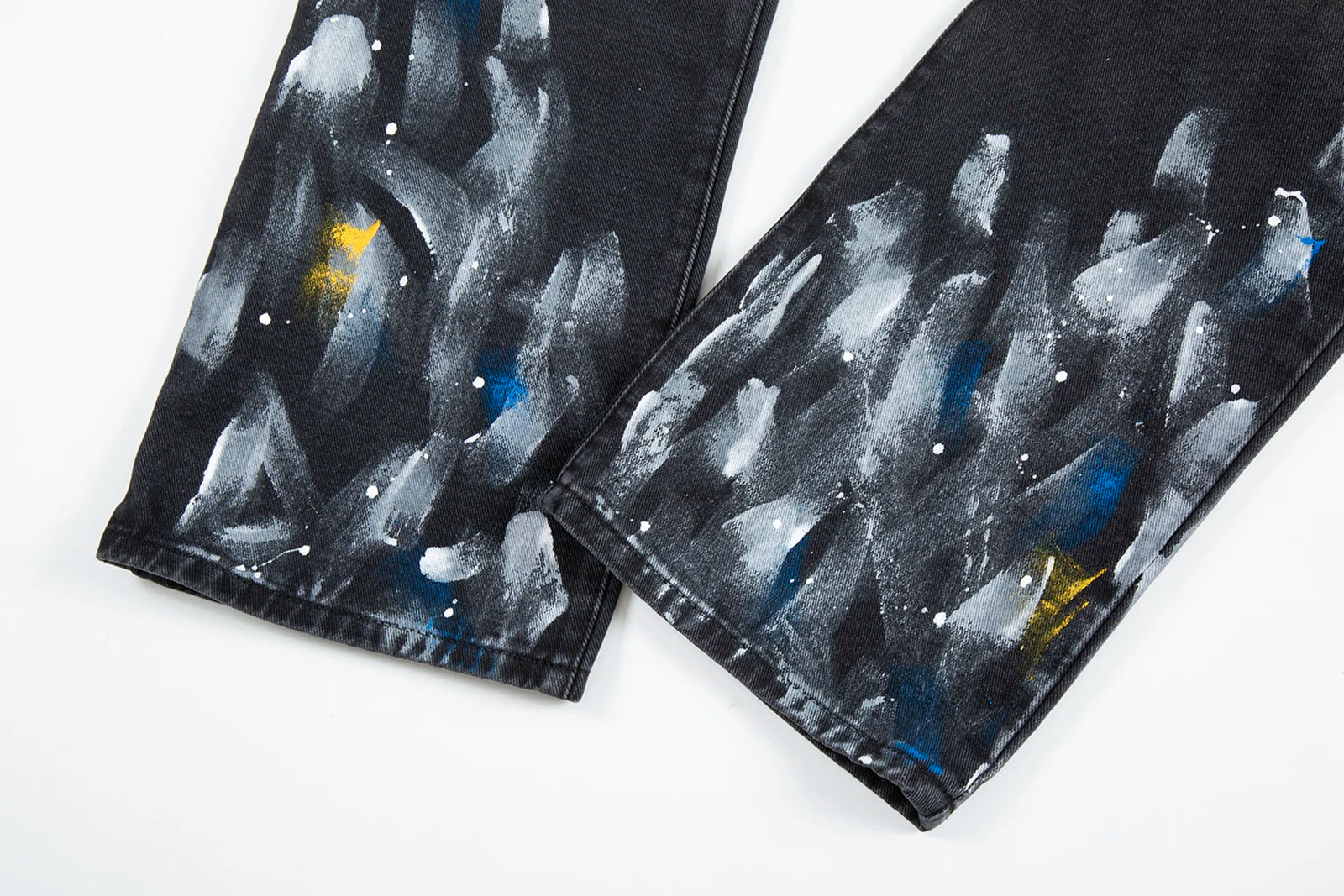 Feet Ink Painted Washed Black Jeans for Men Straight Retro Baggy Casual Cargo Pants Pantalones Hombre Oversized Denim Trousers Street King Limited