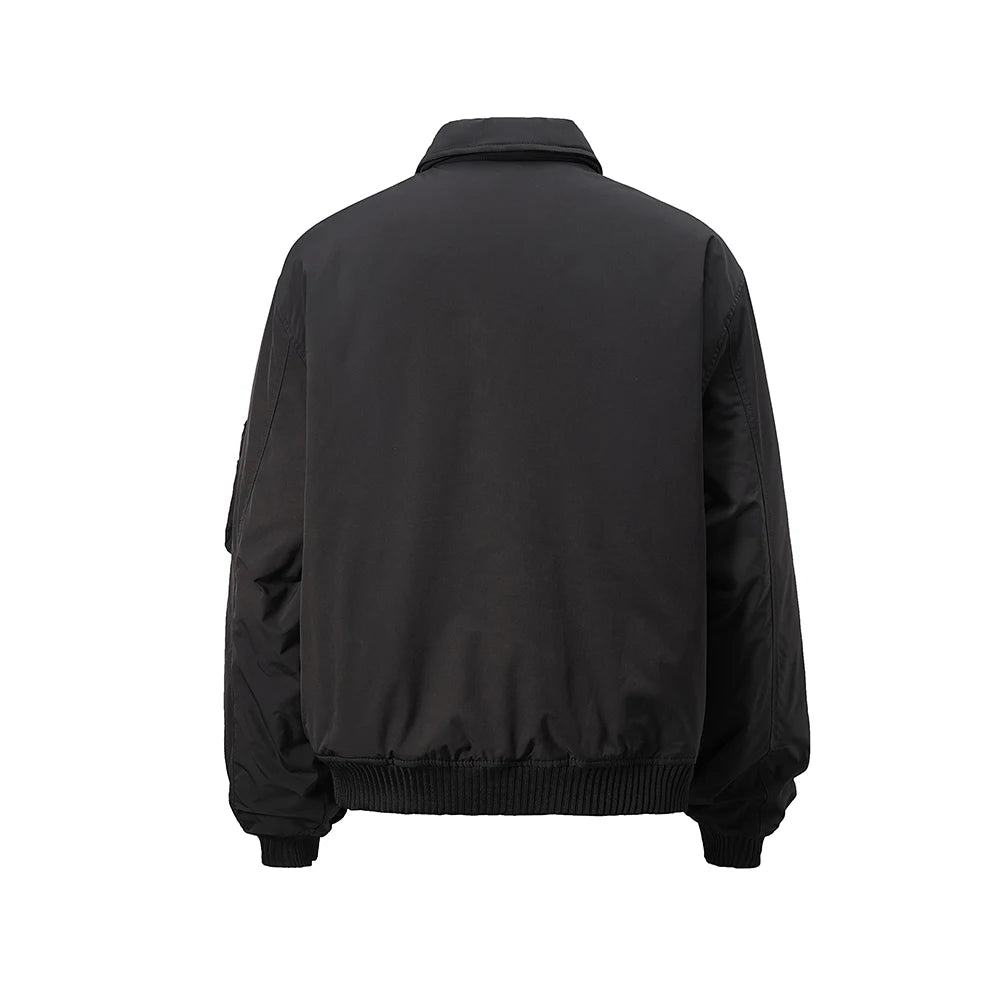 streetwear solid color baggy winter thick outwear jackets for men lapel casual loose windbreaker cotton padded clothes oversized relaxed fit trousers