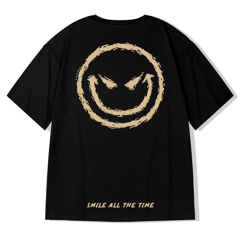 Summer Smile Print graphic t shirts Harajuku Fashion Casual Cool T-shirt Men Women Streetwear Funny T Shirt y2k clothes Street King Limited