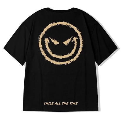 Summer Smile Print graphic t shirts Harajuku Fashion Casual Cool T-shirt Men Women Streetwear Funny T Shirt y2k clothes Street King Limited