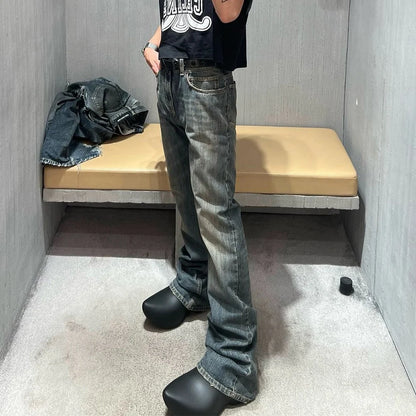 boot cut distressed micro rugged mud dyed jeans unisex straight y2k pantalones hombre casual washed denim pants oversized unique jeans style 1726