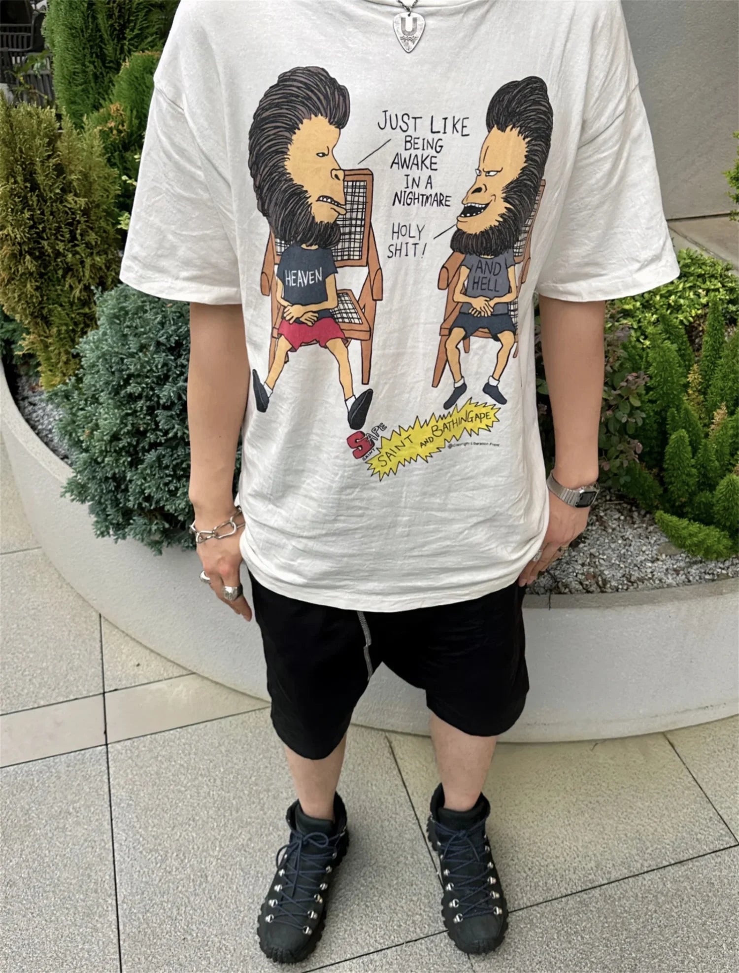 Summer 24ss Cartoon print casual loose round neck pullover short sleeved T-shirt Tops For Men Street King Limited