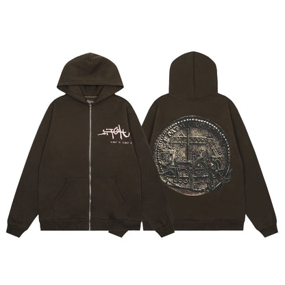 new 2023 men rib sleeve utopia oil painting high couple baseball coats jackets hoody thicken coat motor pilot winter warm 673 unique default style 162