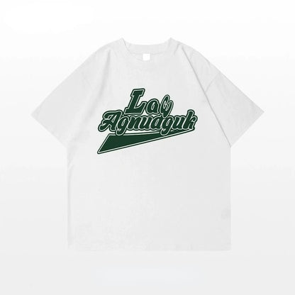 Summer Korean Retro Men's Printed Short-sleeved T-shirt New Trendy Brand Letter American Casual Y2K Simple Half-sleeved Top Street King Limited